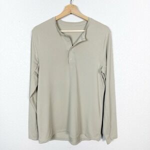 Lululemon Men's Fundamental Long Sleeve Henley Shirt Top Green Fern Size Small